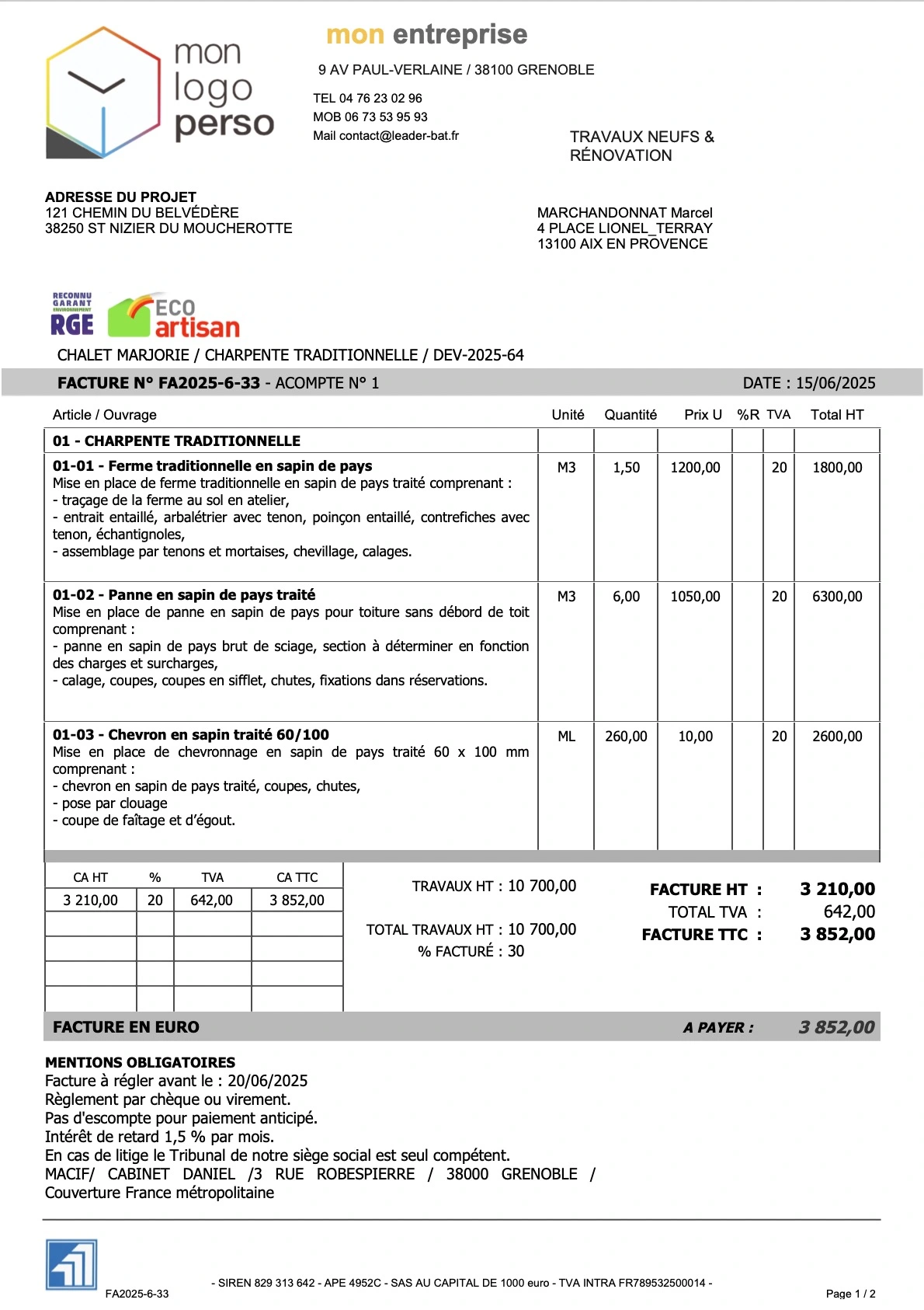 Logiciel amiba / Facturation classique