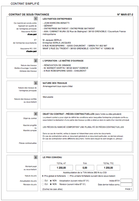 Logiciel devis facture batiment Amiba avec contrats de sous-traitance - Contrat - infos generales