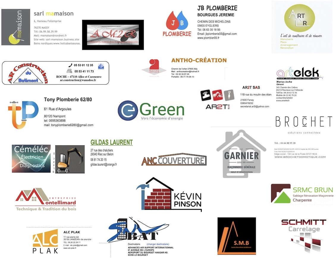 Quelques clients bâtiment et BTP Amiba