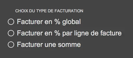 logiciel de facturation Amiba - Choix du type de facturation